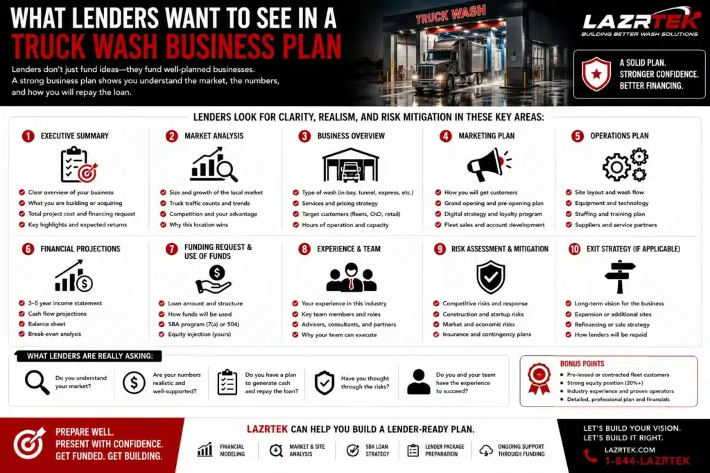 What Lenders Want to See in a Truck Wash Business Plan