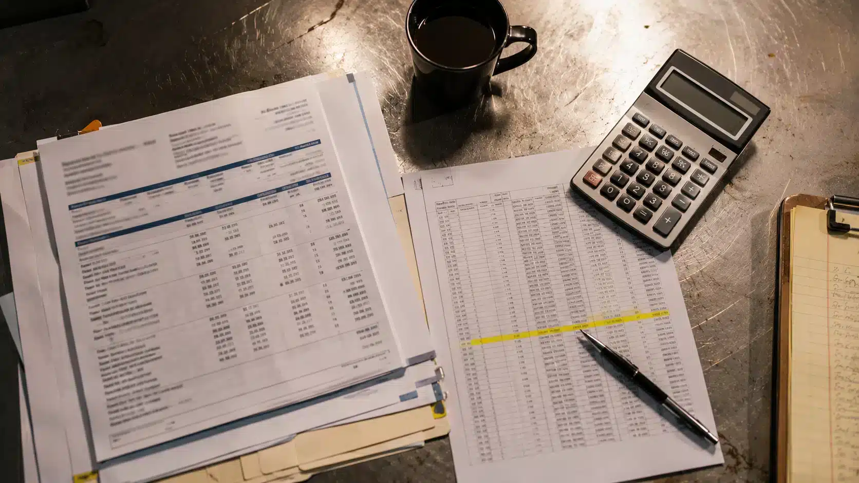 Bank statements and wash-count reports laid out for truck wash acquisition due diligence.