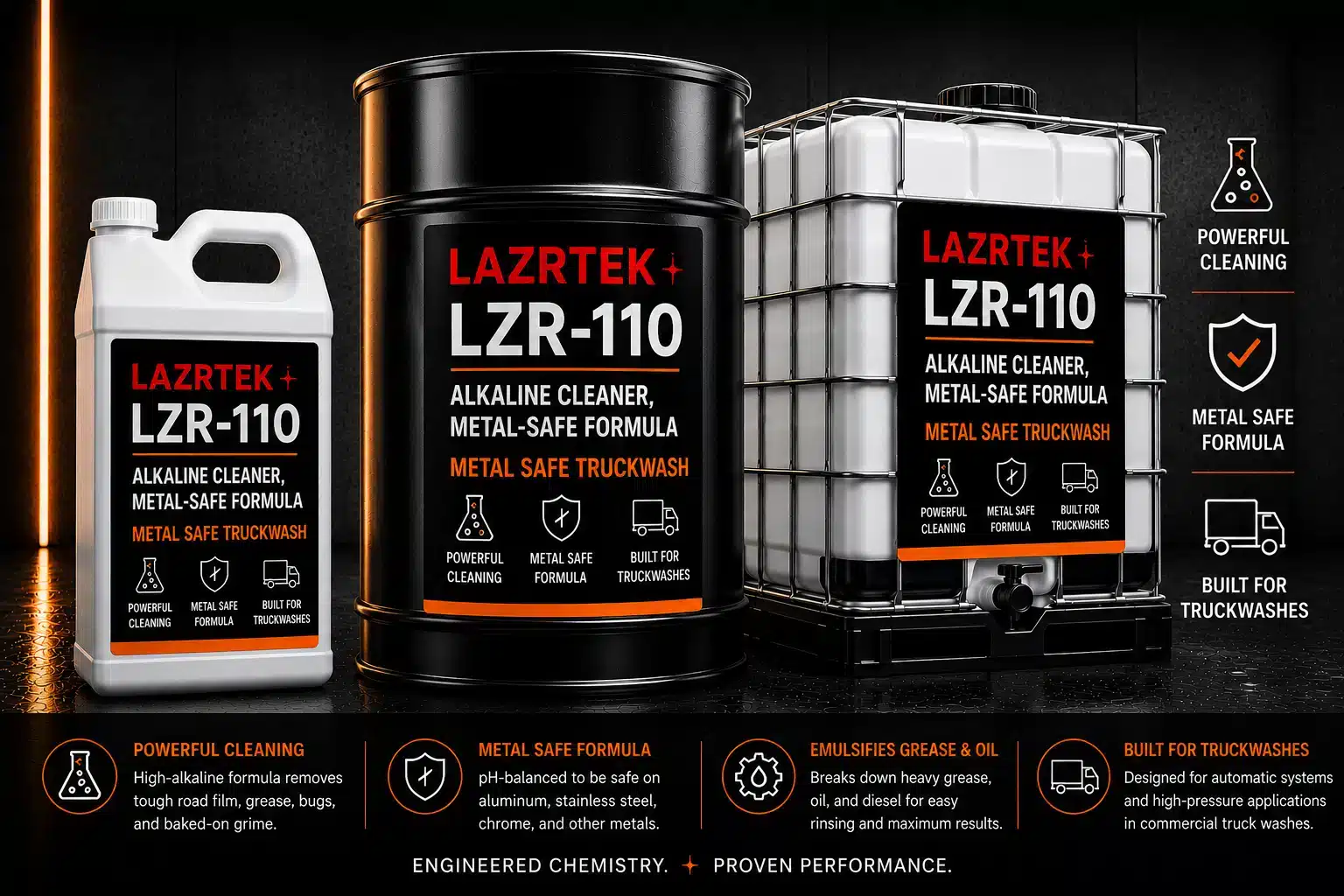 LazrTek Metal Safe Truckwash (LZR-110) — available in jug, drum, and tote sizes